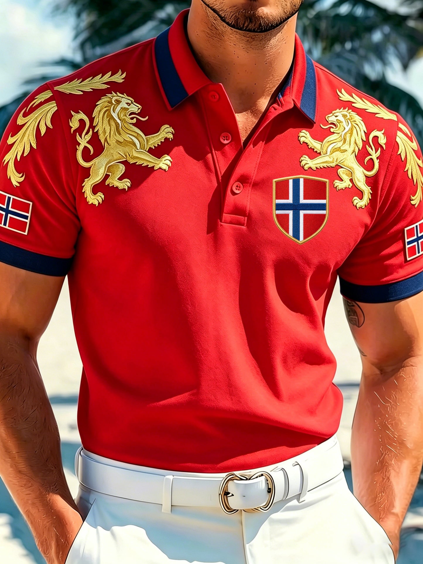 Mäns Norge fotboll Match Support konst Skriv ut Polo.