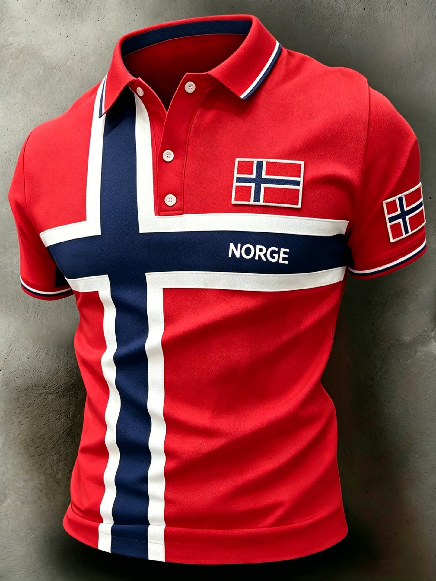 Herrarnas norska fotbollsmatch hejarkonsttryck polotröja