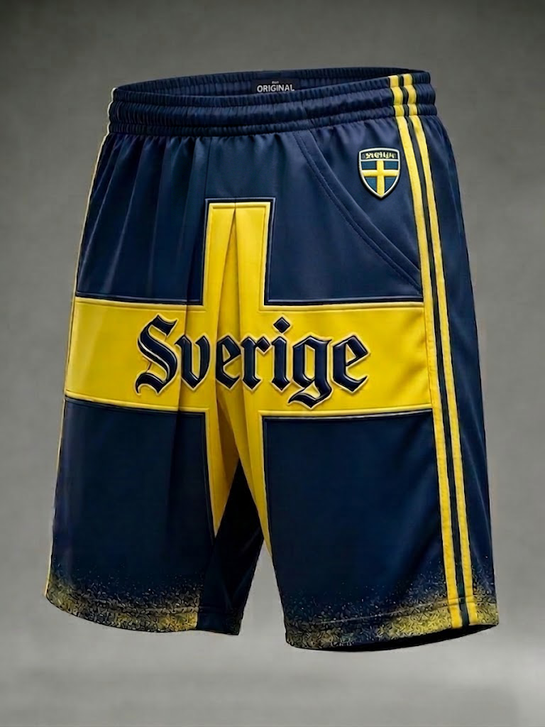 Herrkläder retro svensk fotboll lediga shorts byxor