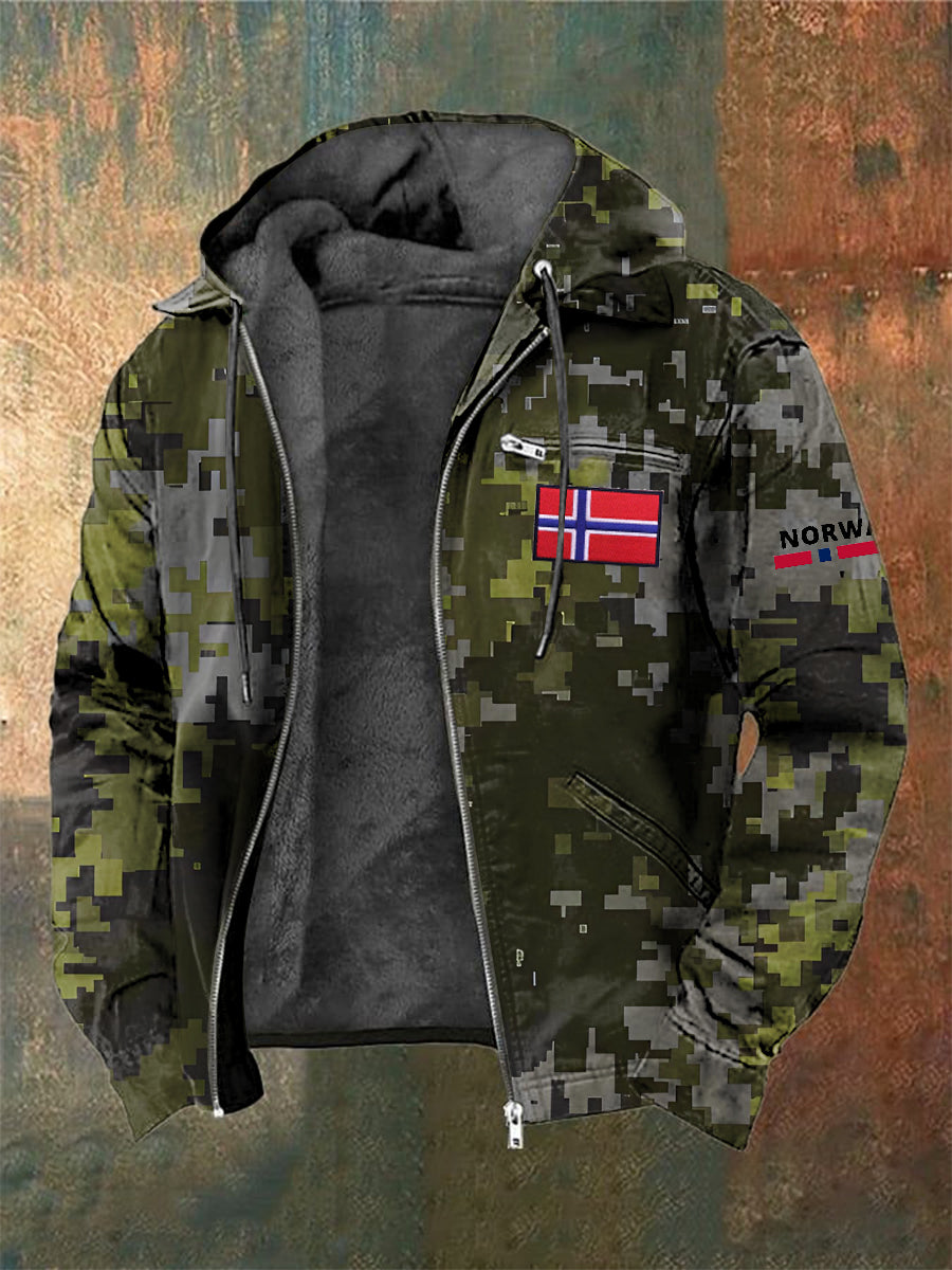 Menn's norsk fingeravtrykk lokket jakke.