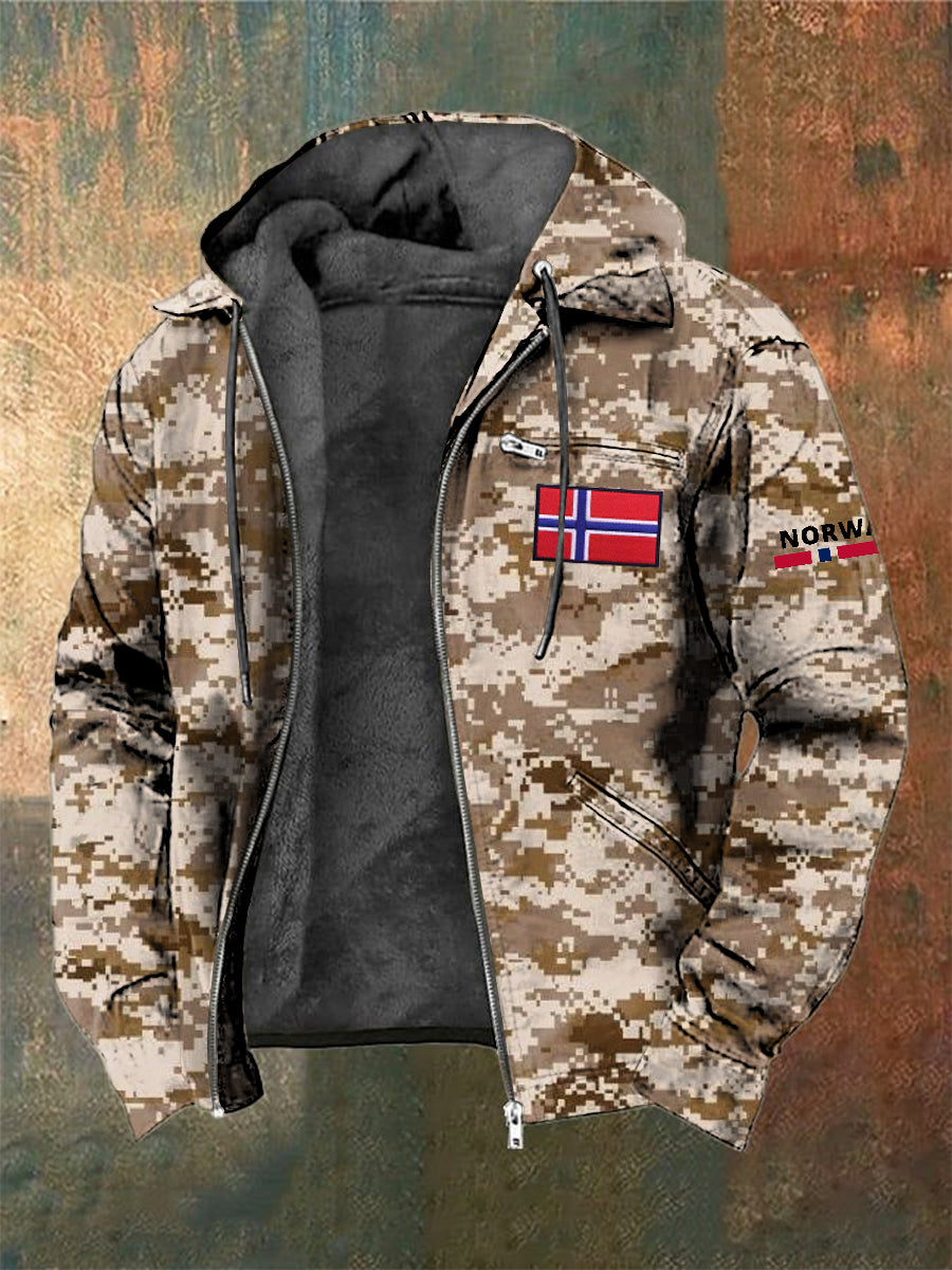 Menn's norsk fingeravtrykk lokket jakke.