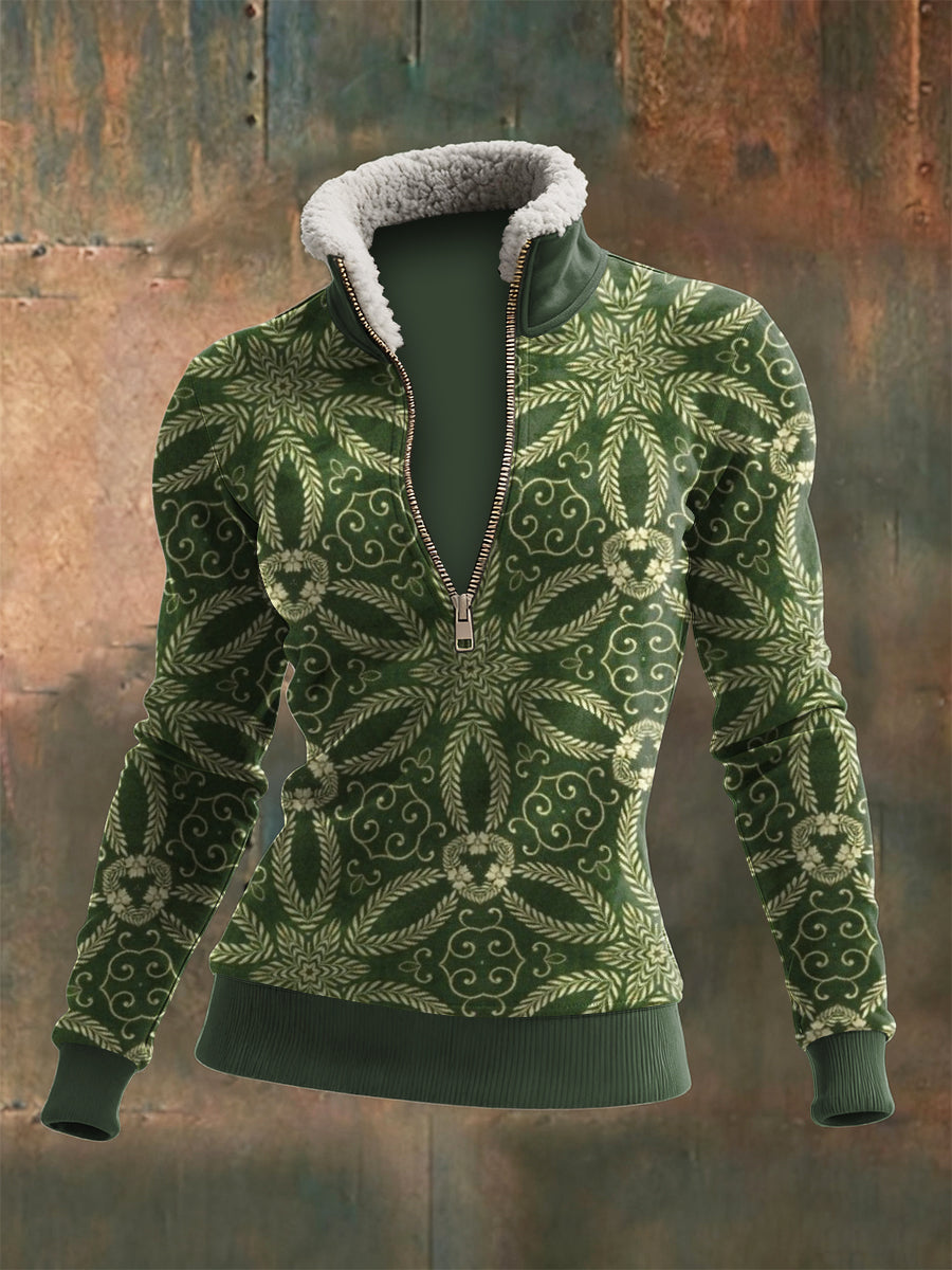 Damens vikinge Totem trykt med blikklår Lam, langærme øverst