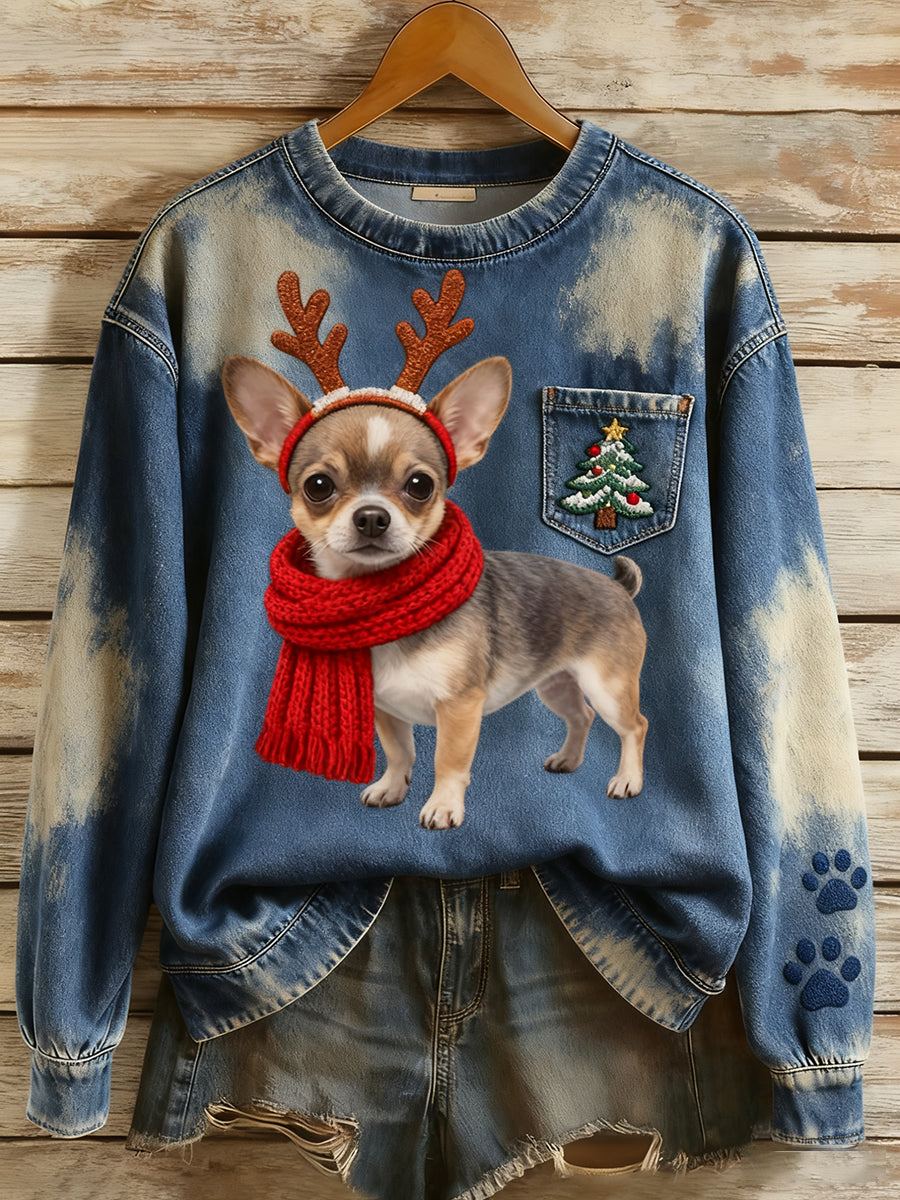 Kvinners Vintage Art Animal Print Comfort Strik topp