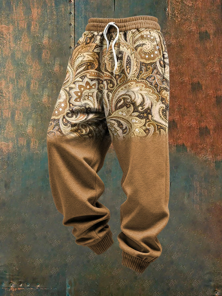 Menns Retro Western Print Løse Casual Buks