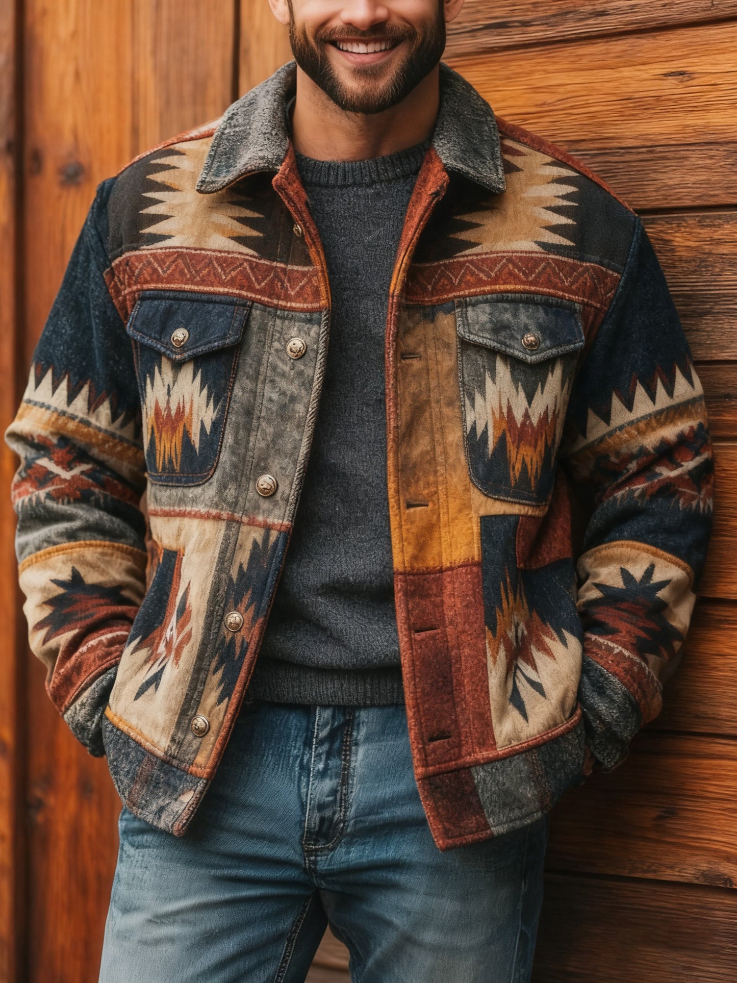Herrens Vintage Western Casual Jacke
