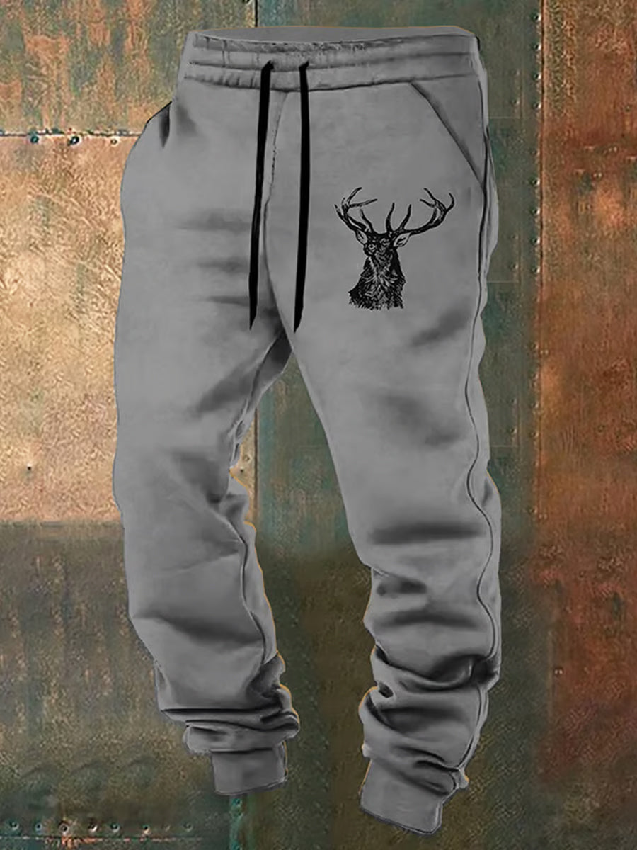 Menns Retro Western Print Løse Casual Buks