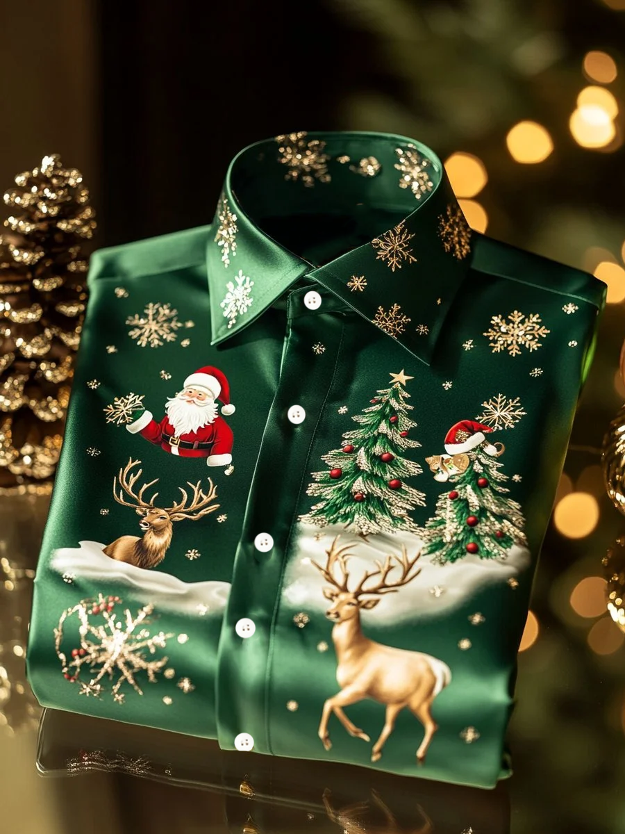 Trykt jul for herre Satin skjert