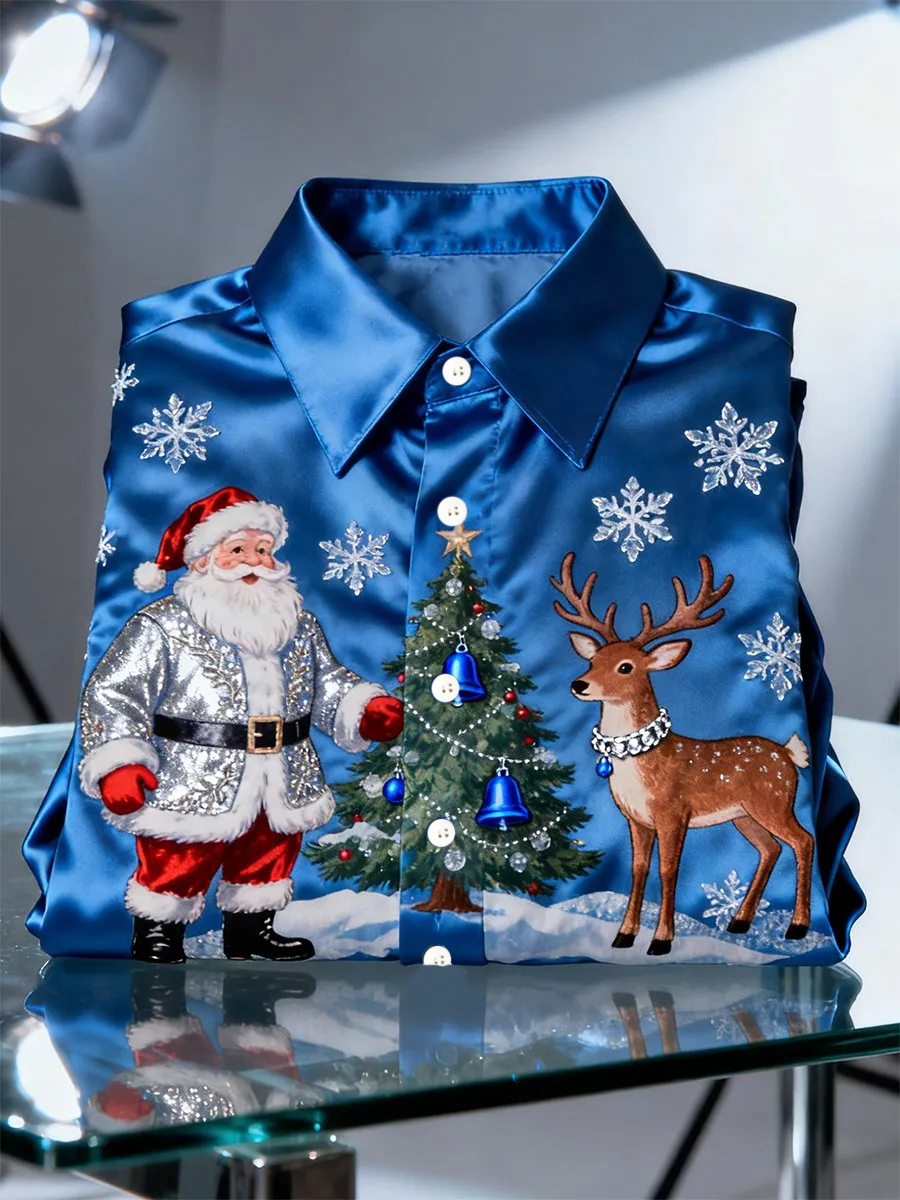 Trykt jul for herre Satin skjert