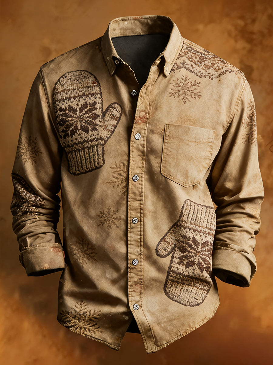 Menns Retro jul, tilfeldig komfort, langærmet skjorta