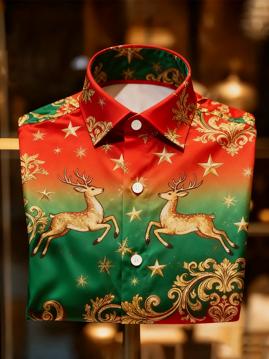 Trykt jul for herre Satin skjert