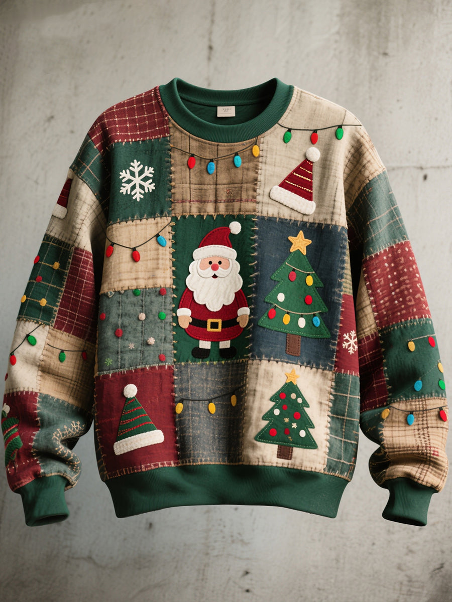 Menns jul inspirert lappekunst Vintage Sweatshirt