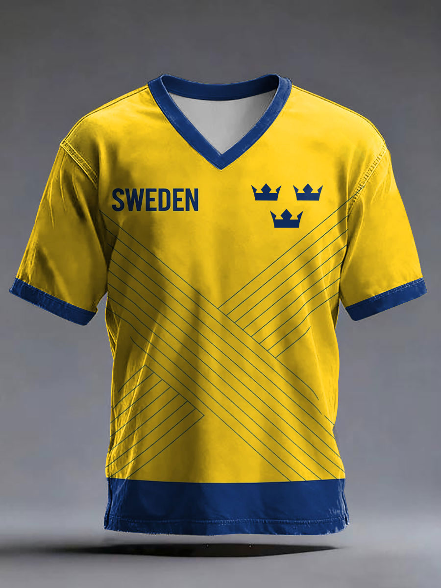 Mäns svensk ishockey tryckt Casual T-shirt