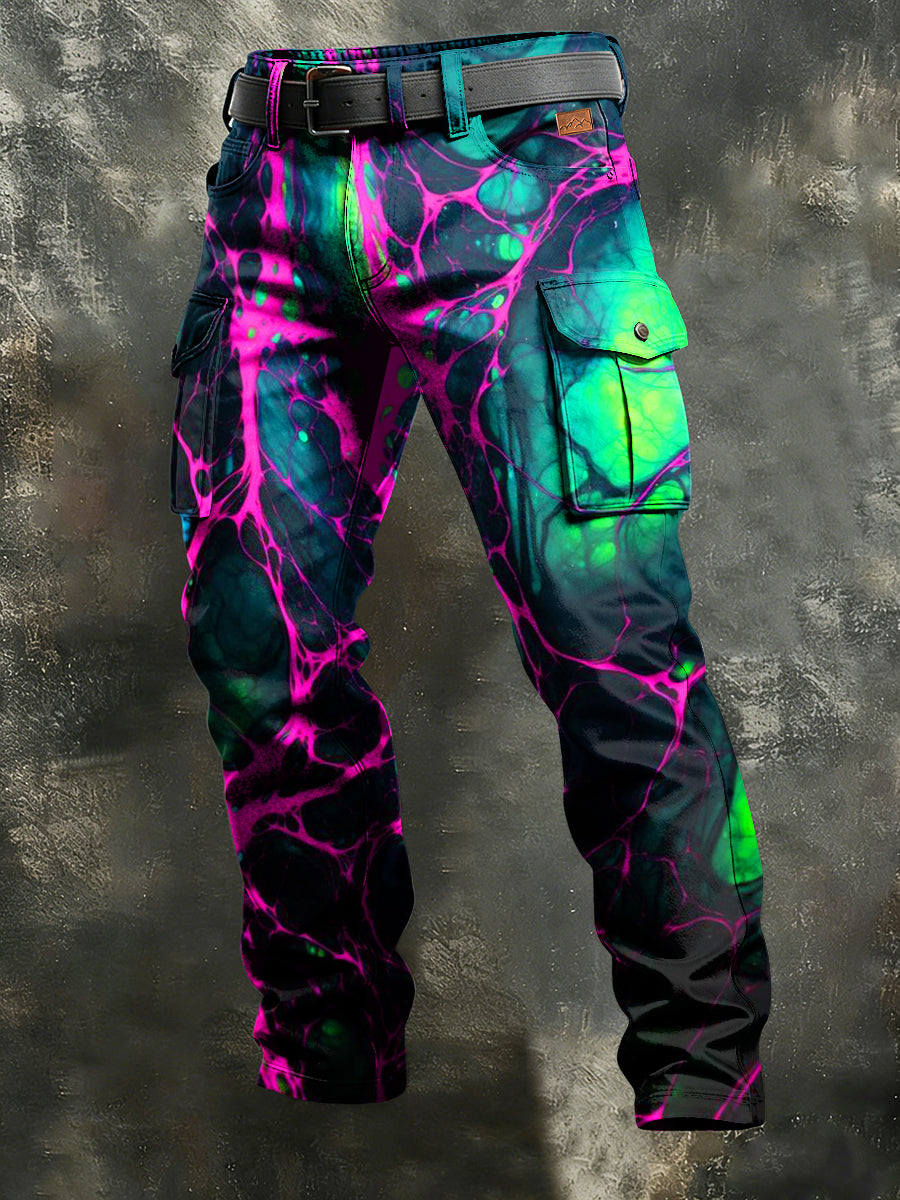 Mäns Retro Semester företag Psykedelisk konst Skriv ut Casual Arbetskött byxor