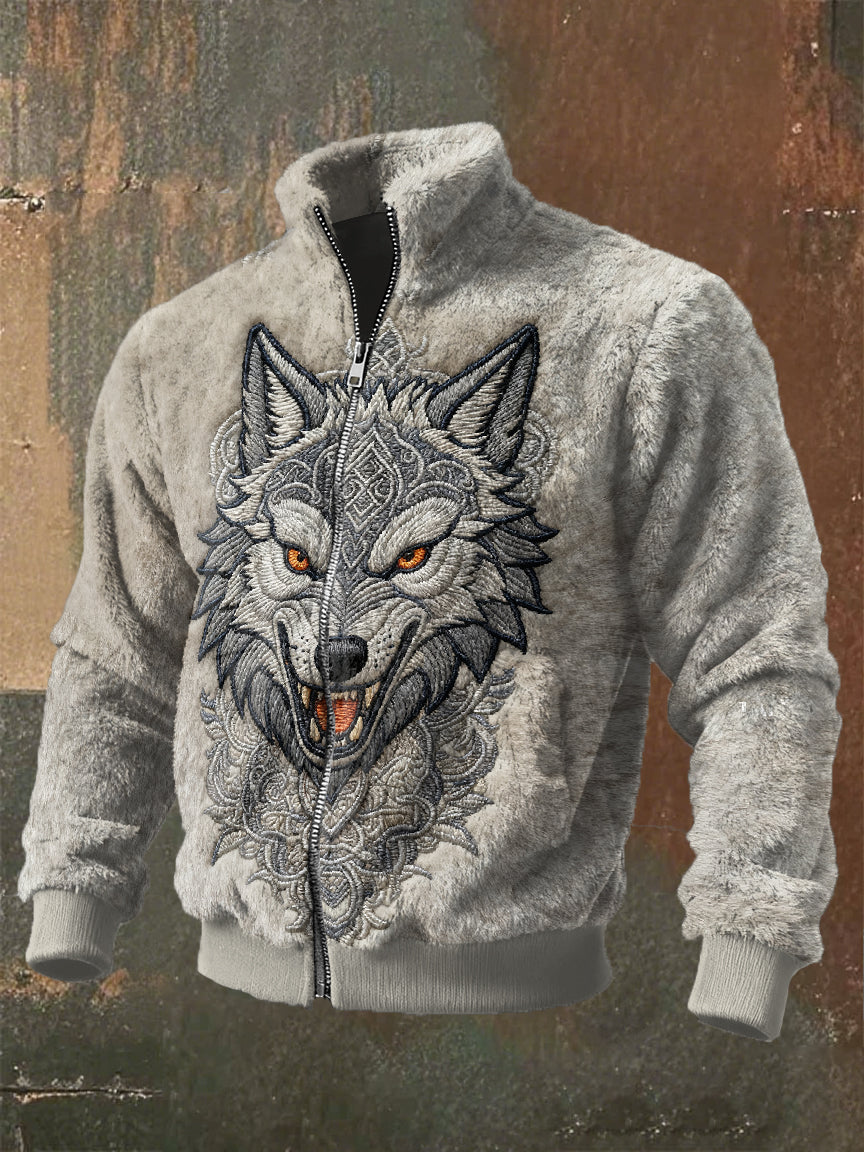 Retro Viking Print Casual Cardigan