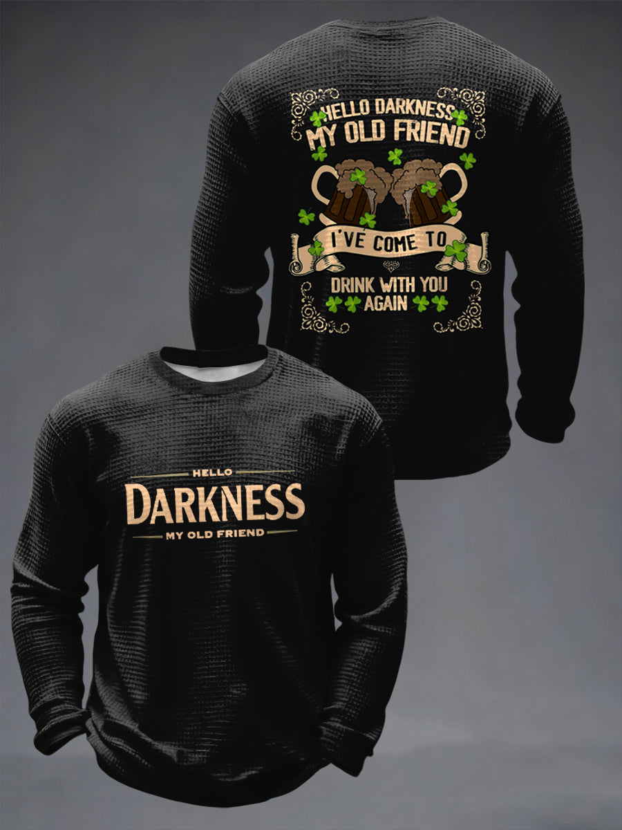Herr T-shirt med långa ärmarna och mönster: Hello Darkness My Old Friend