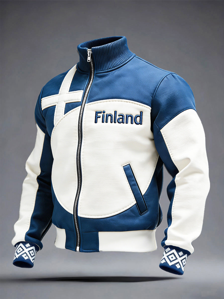 Mäns finska lappverk Print Casual Zip-Up Jacka