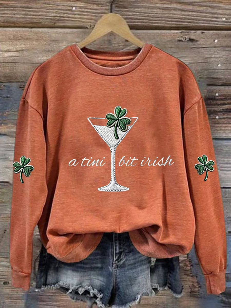 Kvinnor St. Patrick's Day en Tini Bit Irish Shamrock Art Print Sweatshirt