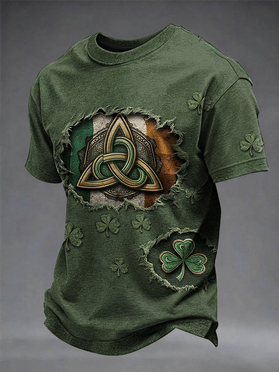 St. Patrick's Day Shamrock Konst Print Short Slem T-shirt