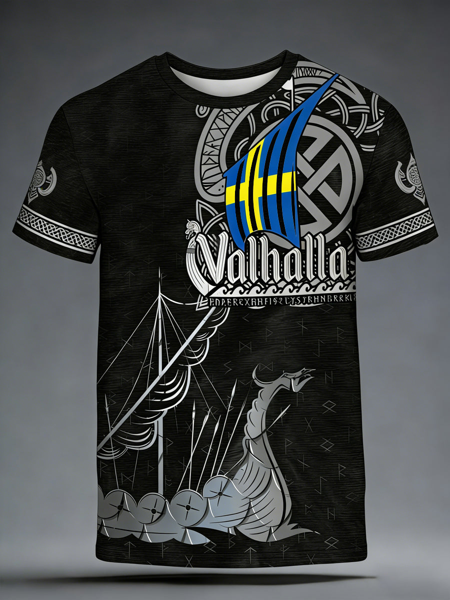 Herrtröja med svensk vikingamotiv och tryck