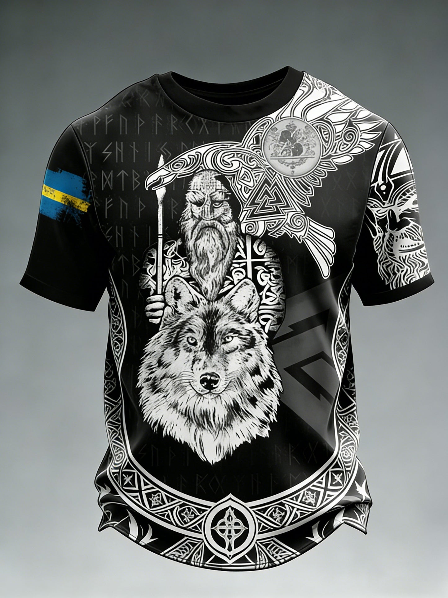 Mäns Viking Sverige Tryckt T-shirt