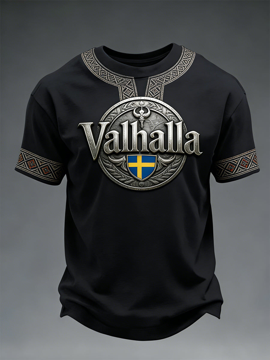 Herrtröja i svensk vikingastil med Valhalla-motiv