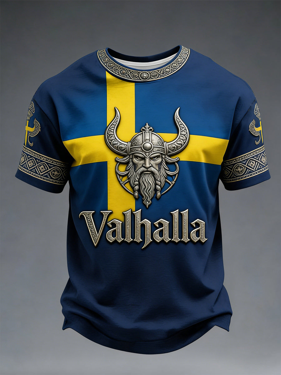 Herrens svenska Viking-stil Valhalla T-shirt