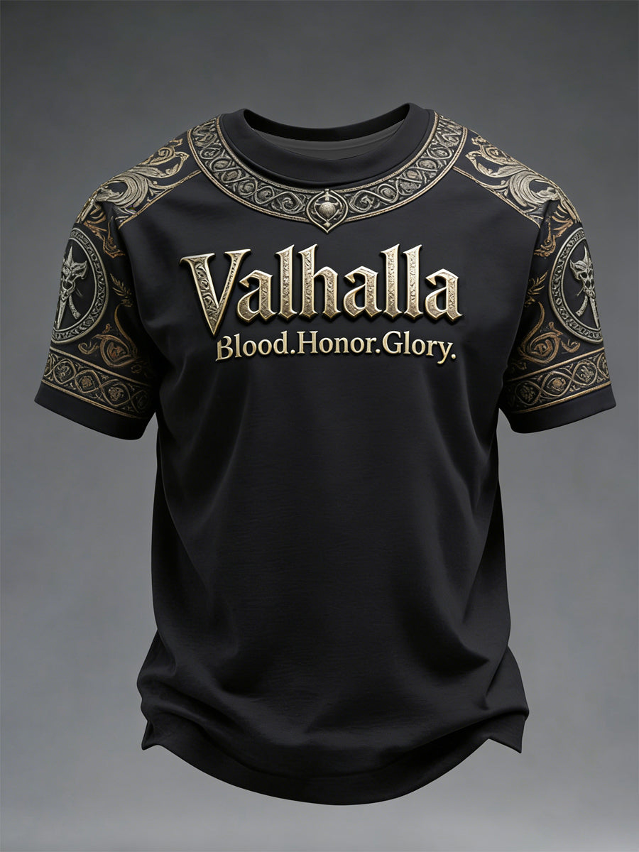 Mäns Viking-stil tryckt T-shirt