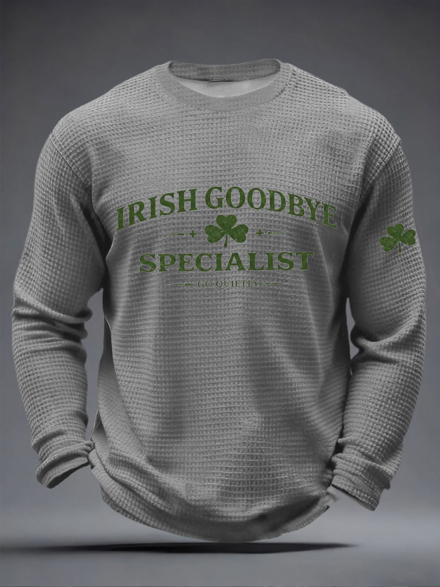 Mäns irländska Farväl Våffle Print Casual T-shirt