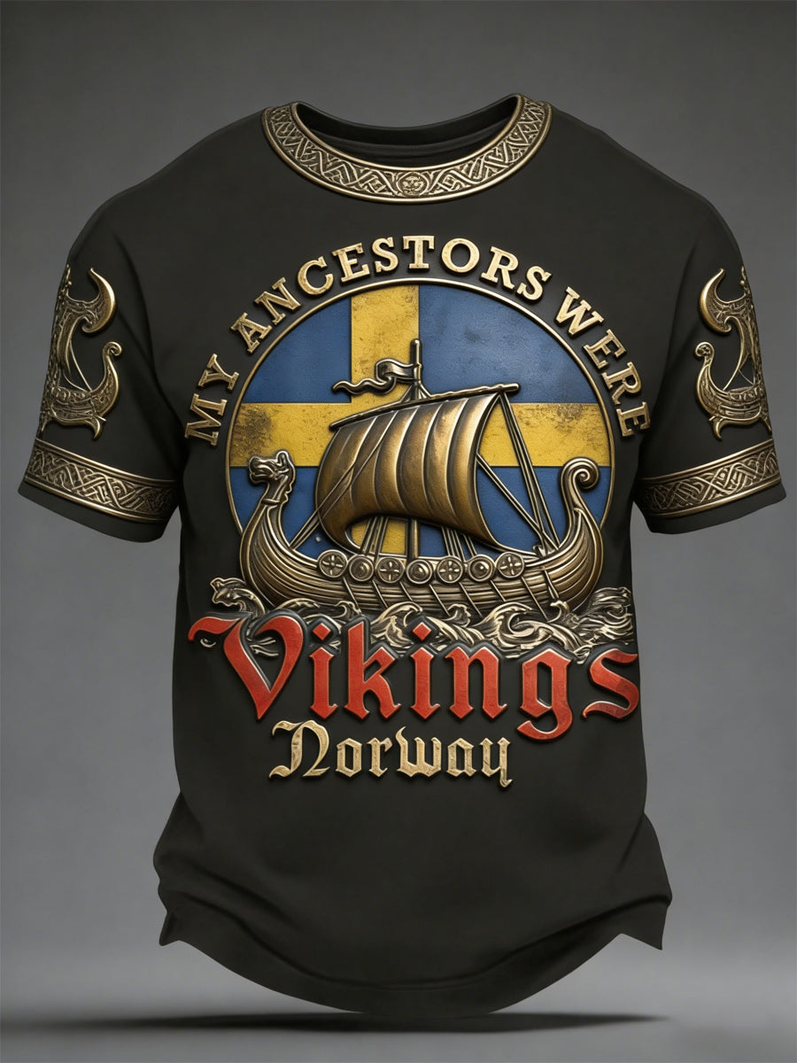 Herrtröja med svensk vikingamotiv och tryck