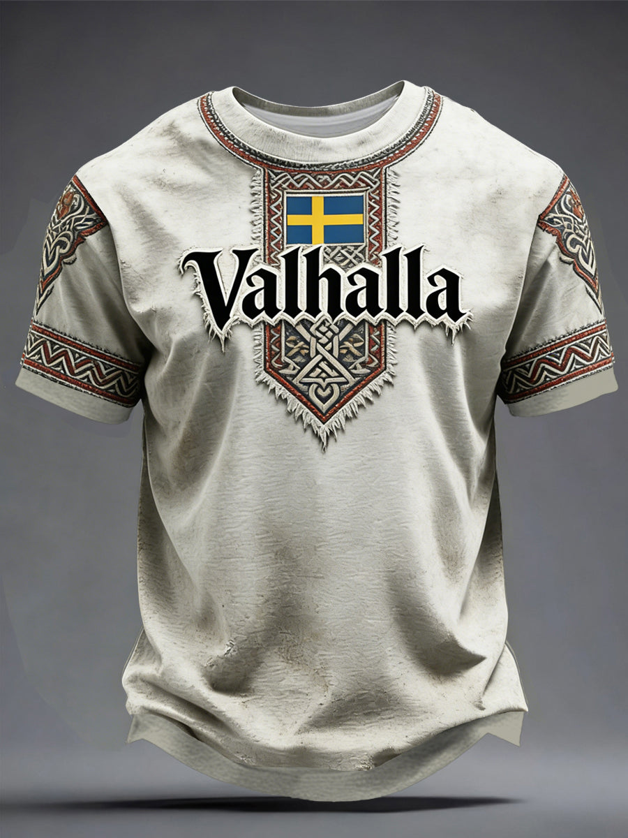 Herrtröja i svensk vikingastil med Valhalla-motiv