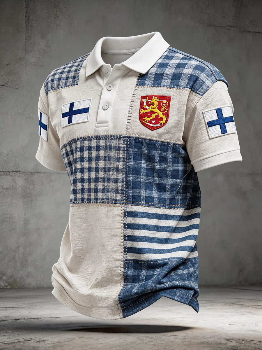 Mäns finska inspirerad tryckt Polo tröj