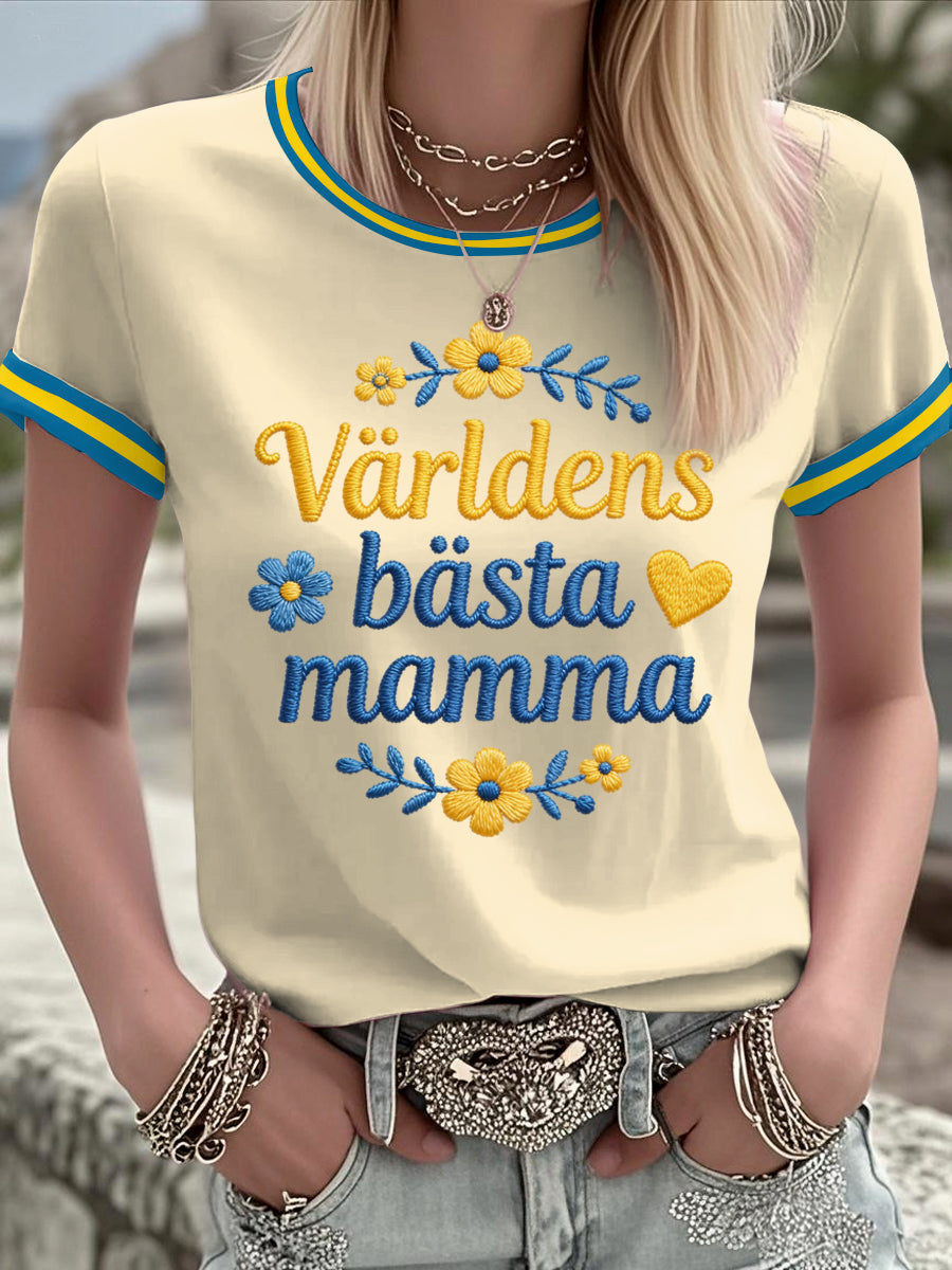 Kvinnors svenska morsdag Tryckt T-shirt