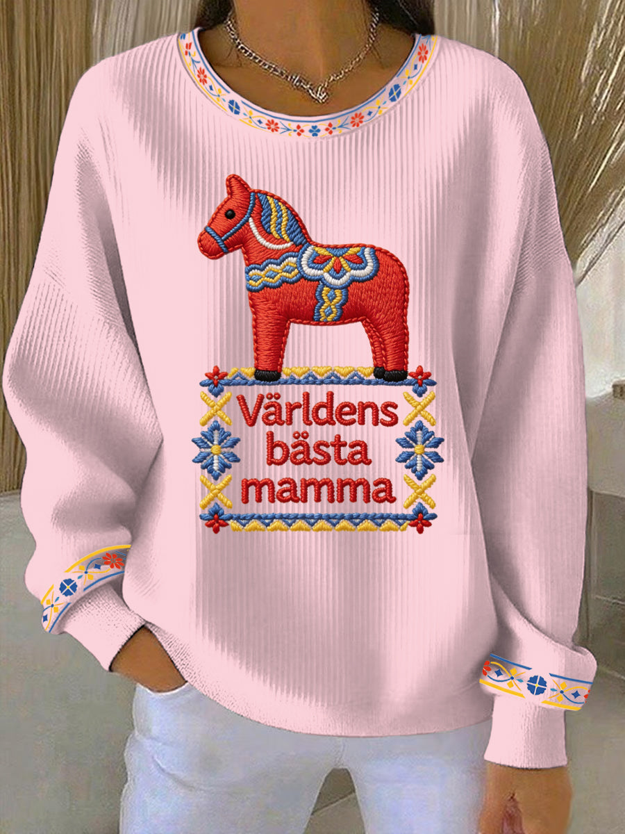 Kvinnors svenska morsdag Print Casual Sweatshirt