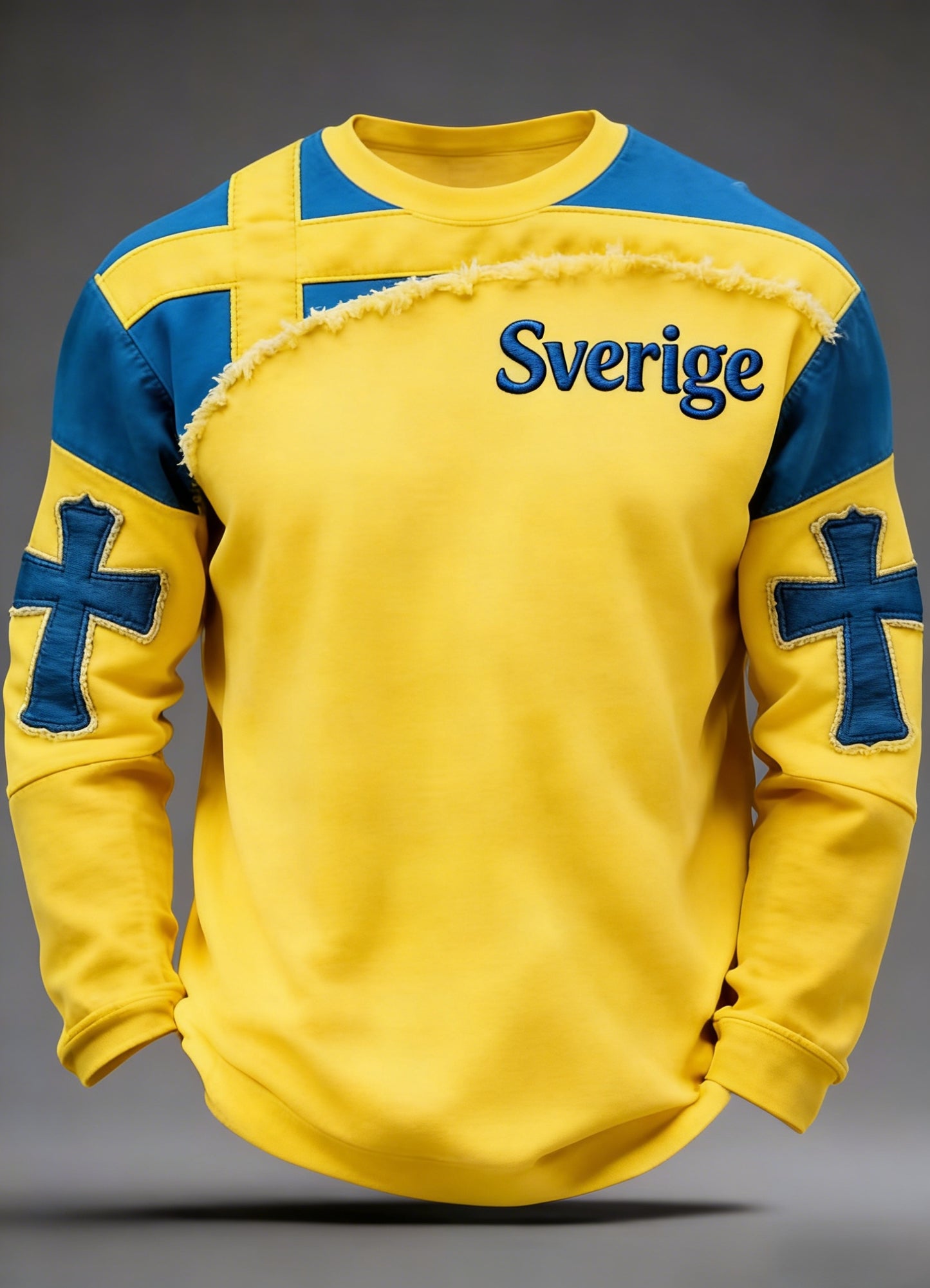 Retro Viking Svenska Flaggbricka Casual Långärms sweatshirt