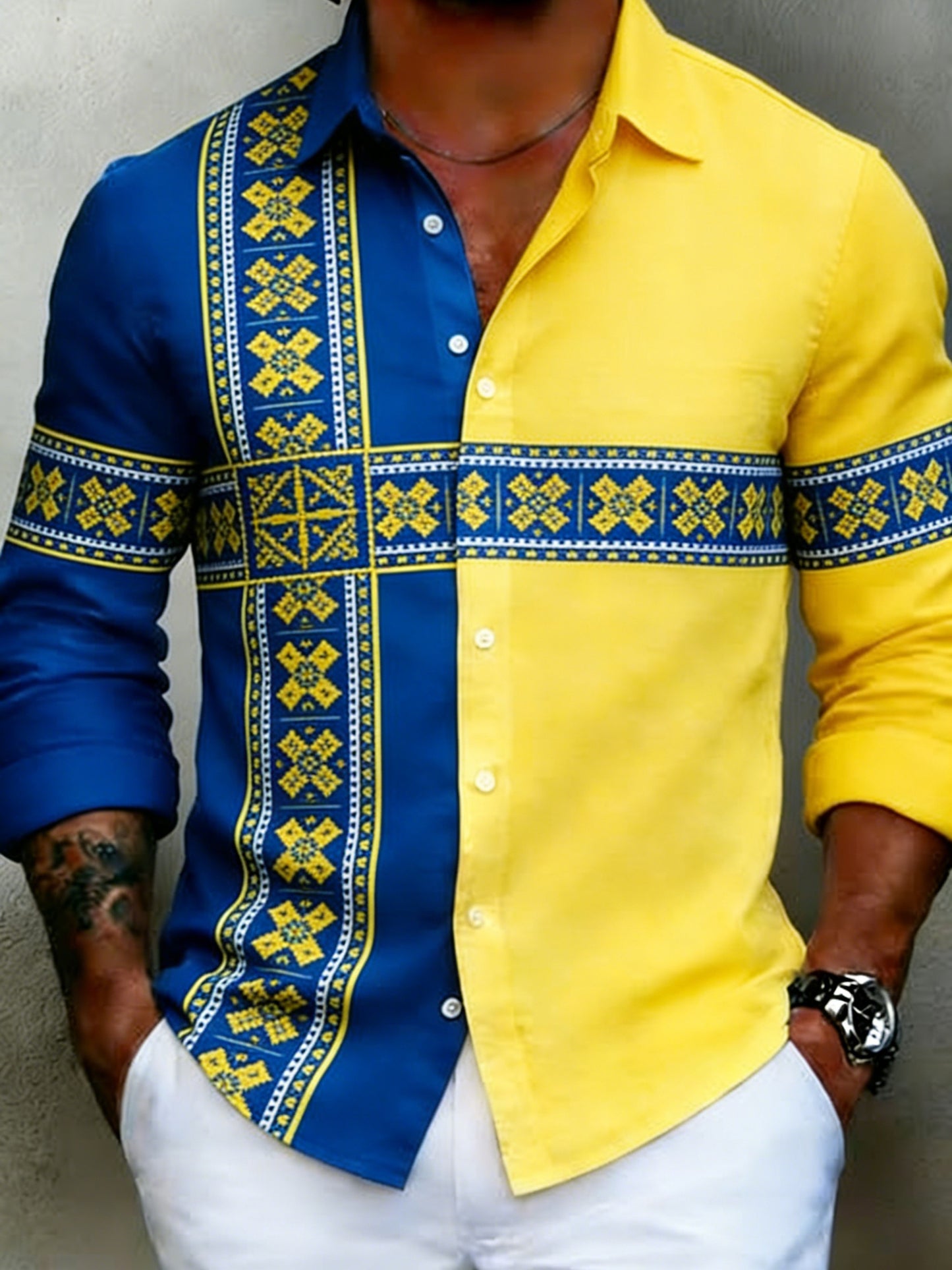 Retro viking svensk flaggmärke avslappnad långärmad skjorta