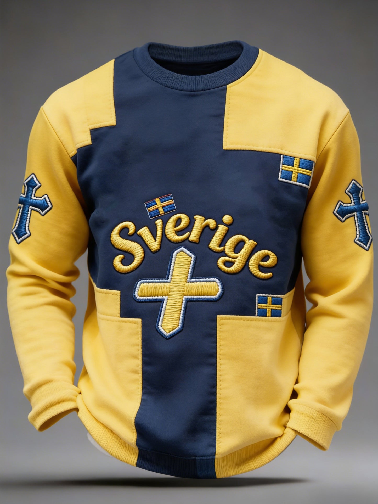 Retro Viking Svenska Flaggbricka Casual Långärms sweatshirt