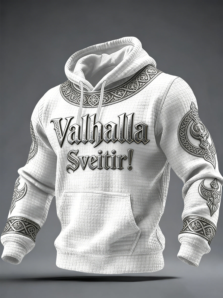 Herrens vikinga-stil Valhalla Tryckt Hoodie Valhalla