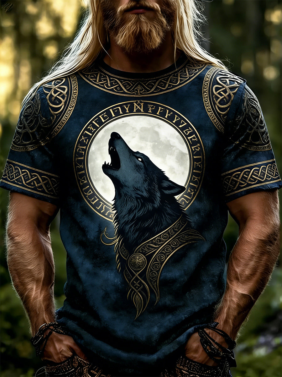 Herrtröja med korta ärmar och vikingatema