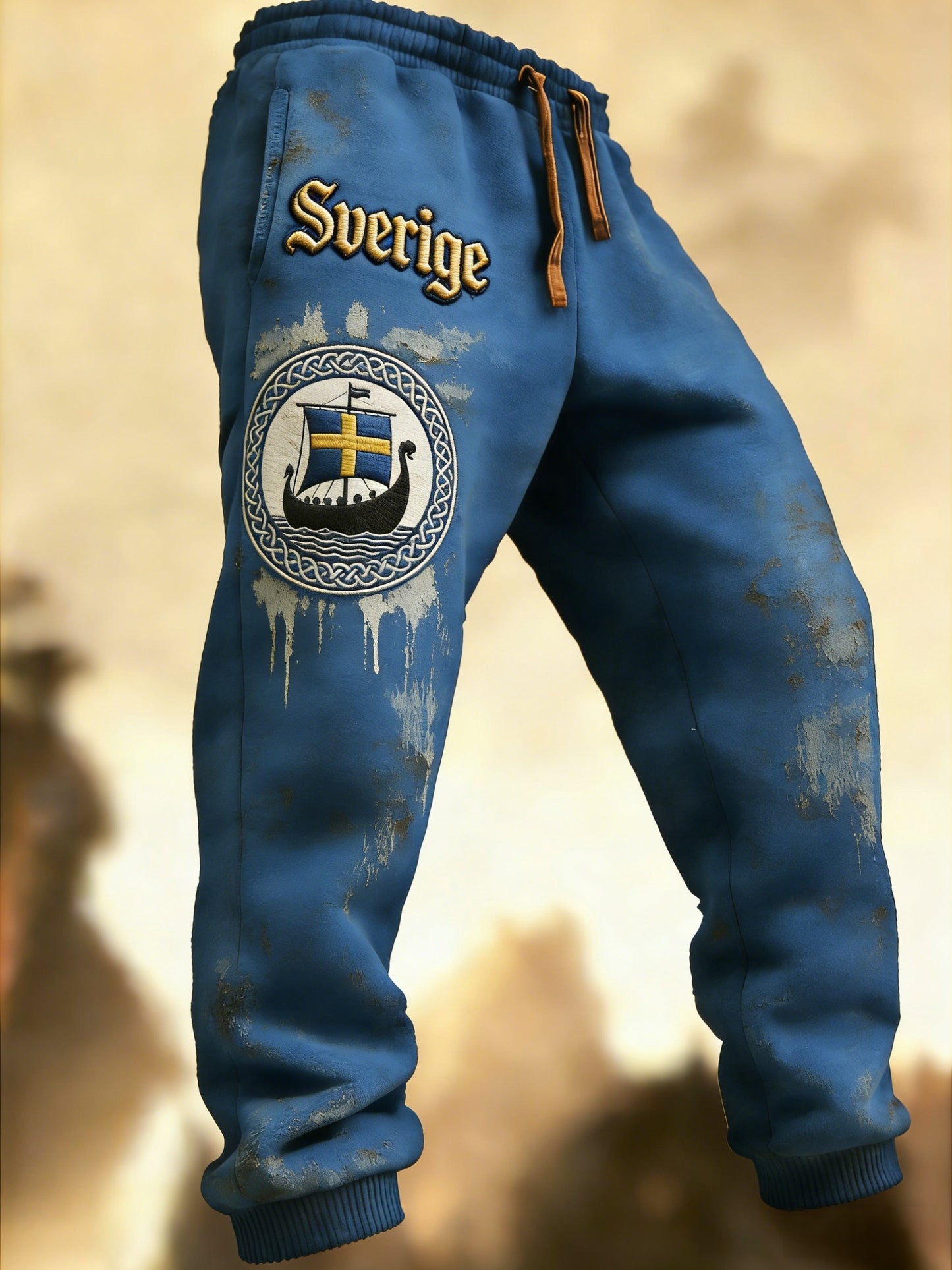 Herr Retro Viking Svensk Flagga Märke Fritidshusor