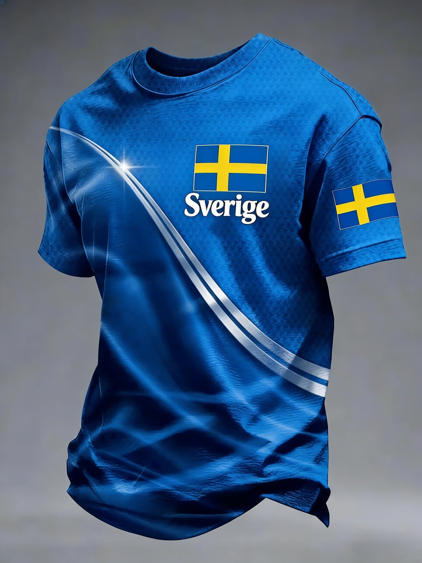 Retro vikingasvensk flaggmärke avslappnad sportig t-shirt med korta ärmarna