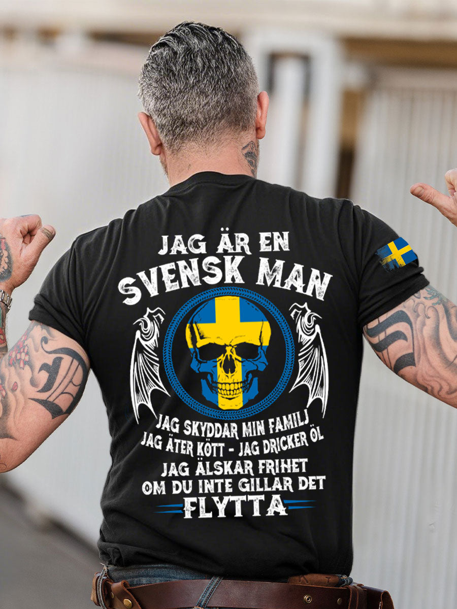 Herrens Sverige Jag är Sweidish Tryckt T-shirt