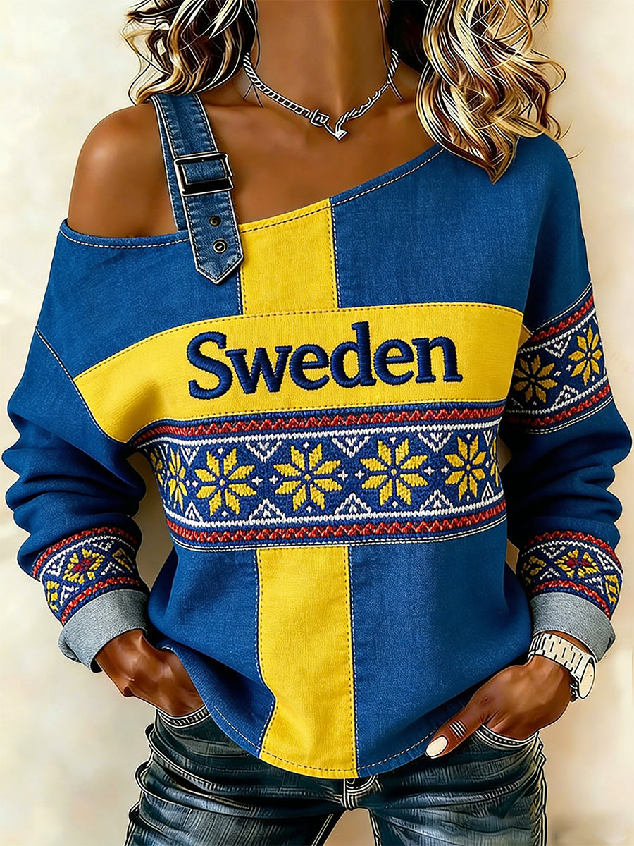 Dams kamisol-sweatshirt med etniskt mönster
