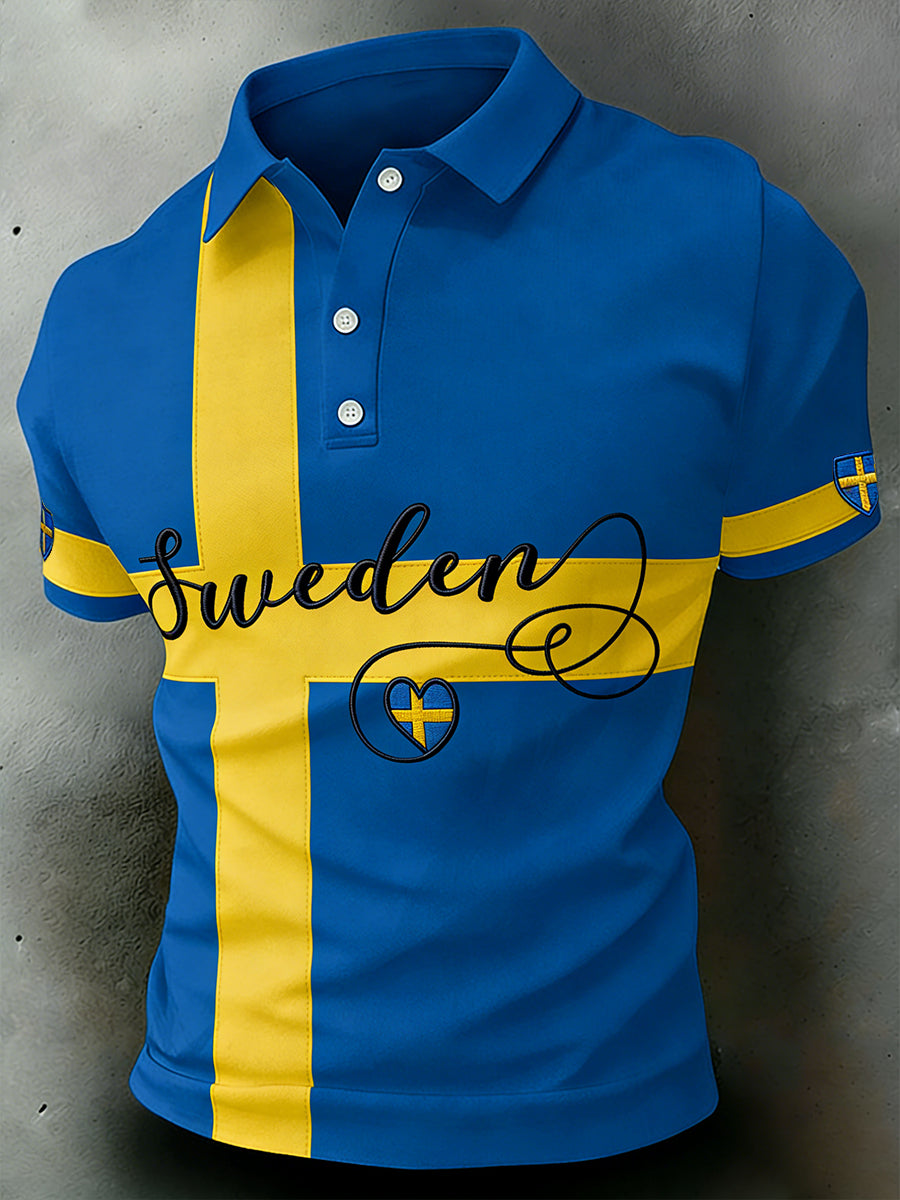 Mäns Casual Tryckt polo skjjorta
