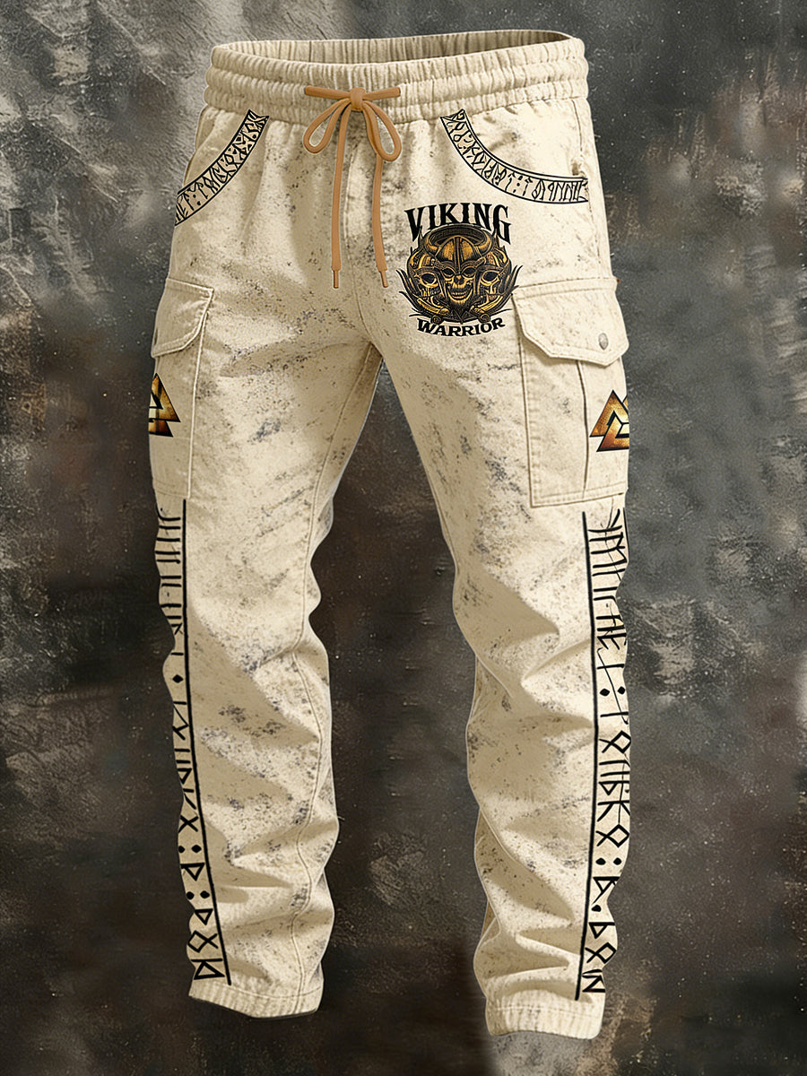 Mäns Retro Vacation Business Art Print Casual Workwear Byxor