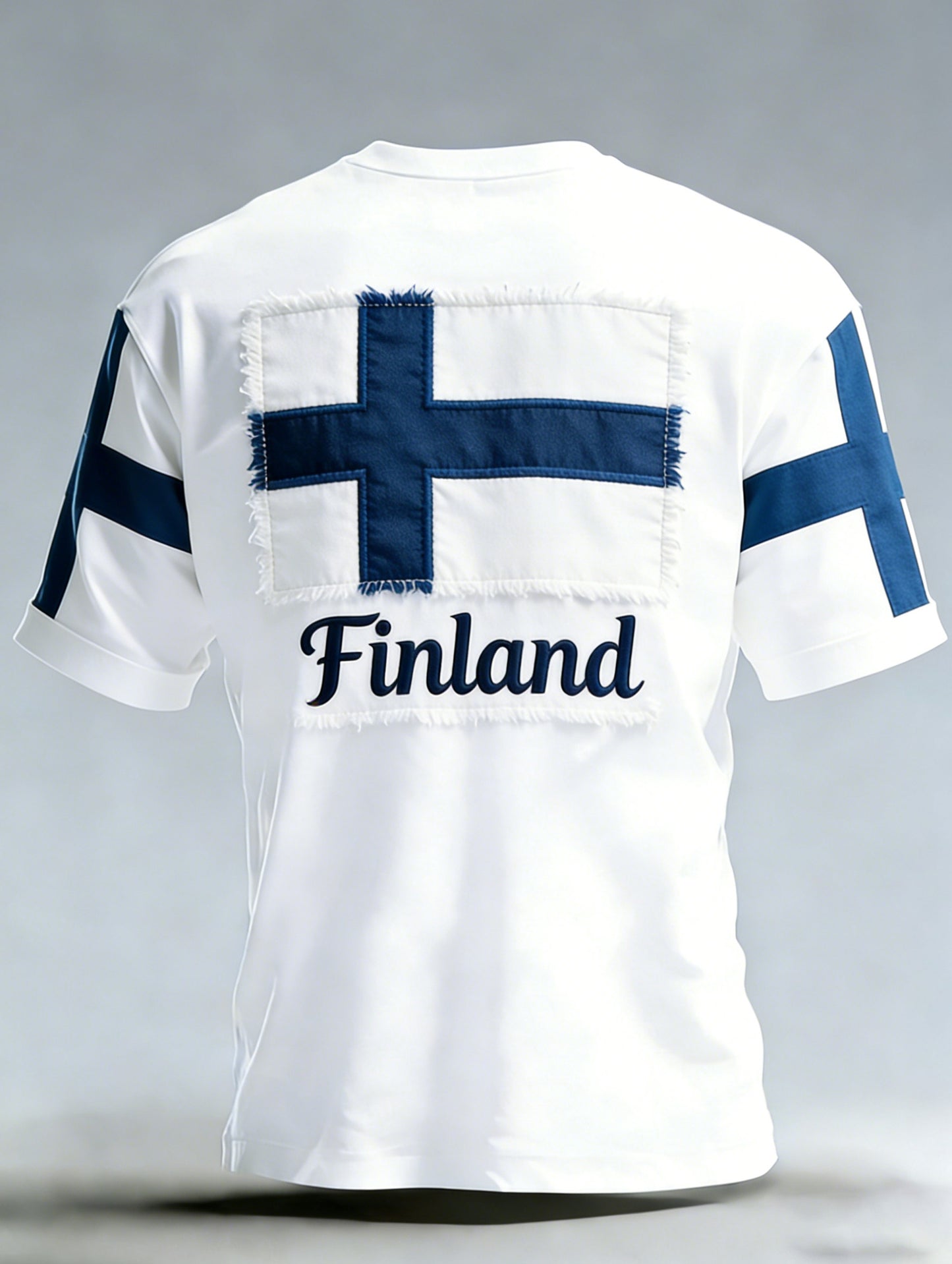 Herrtröja med konstprint i Finlands flaggas färger