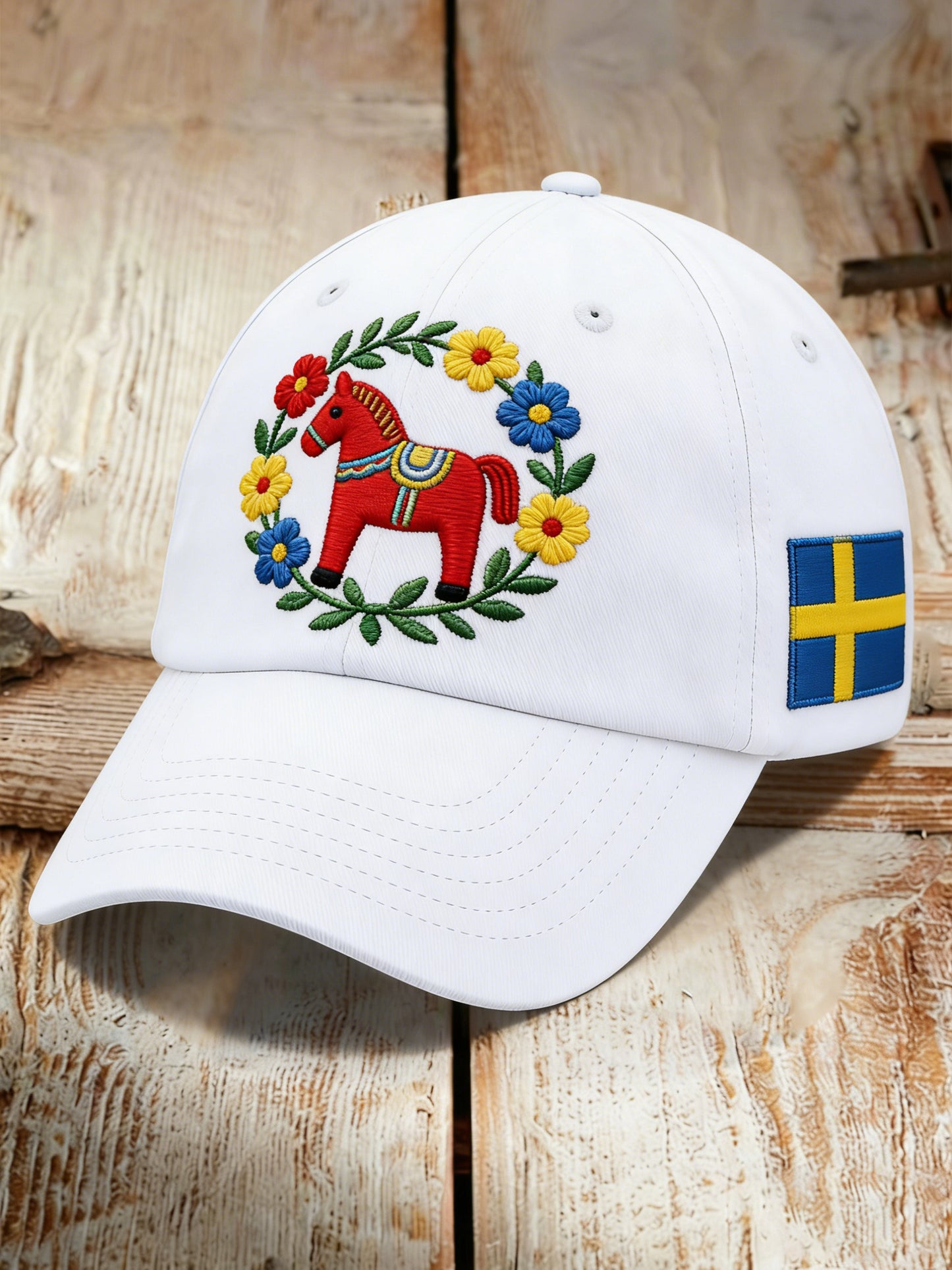 Unisex Svenska Dala Hästtema Konst Print hatt