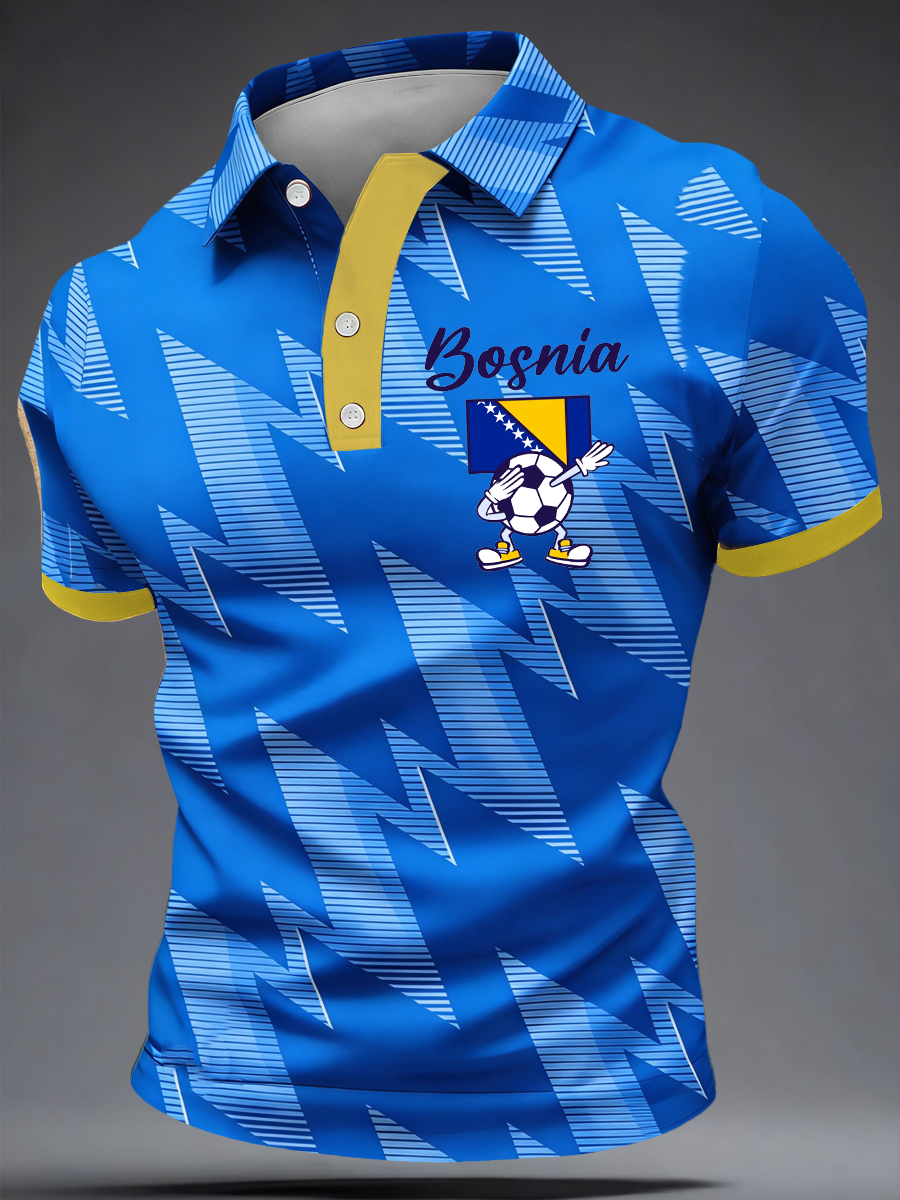 Herr Bosnien ZMAJEVI Fotbollsentusiast Printad polotröja