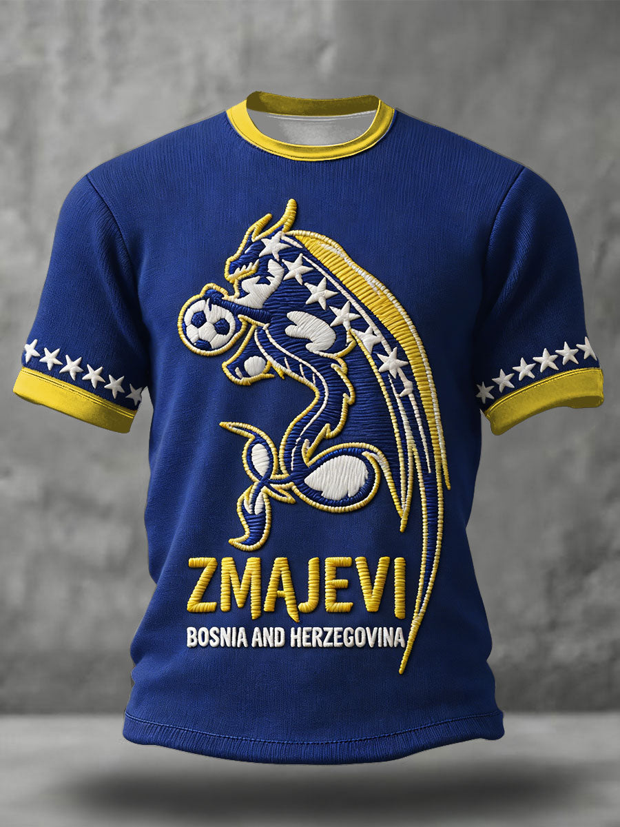 Herr Bosnien ZMAJEVI Fotbollsentusiast Tryckt T-shirt