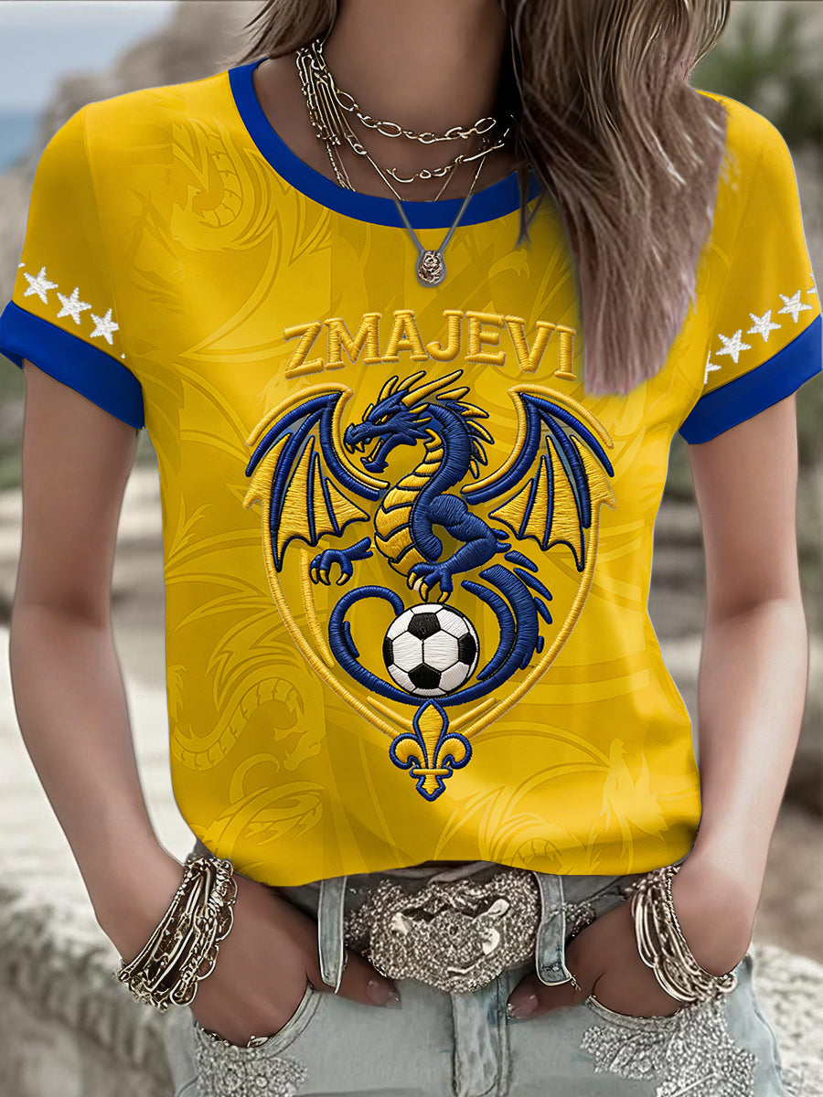 Damer Bosnien ZMAJEVI Fotbollsentusiast Tryckt T-shirt