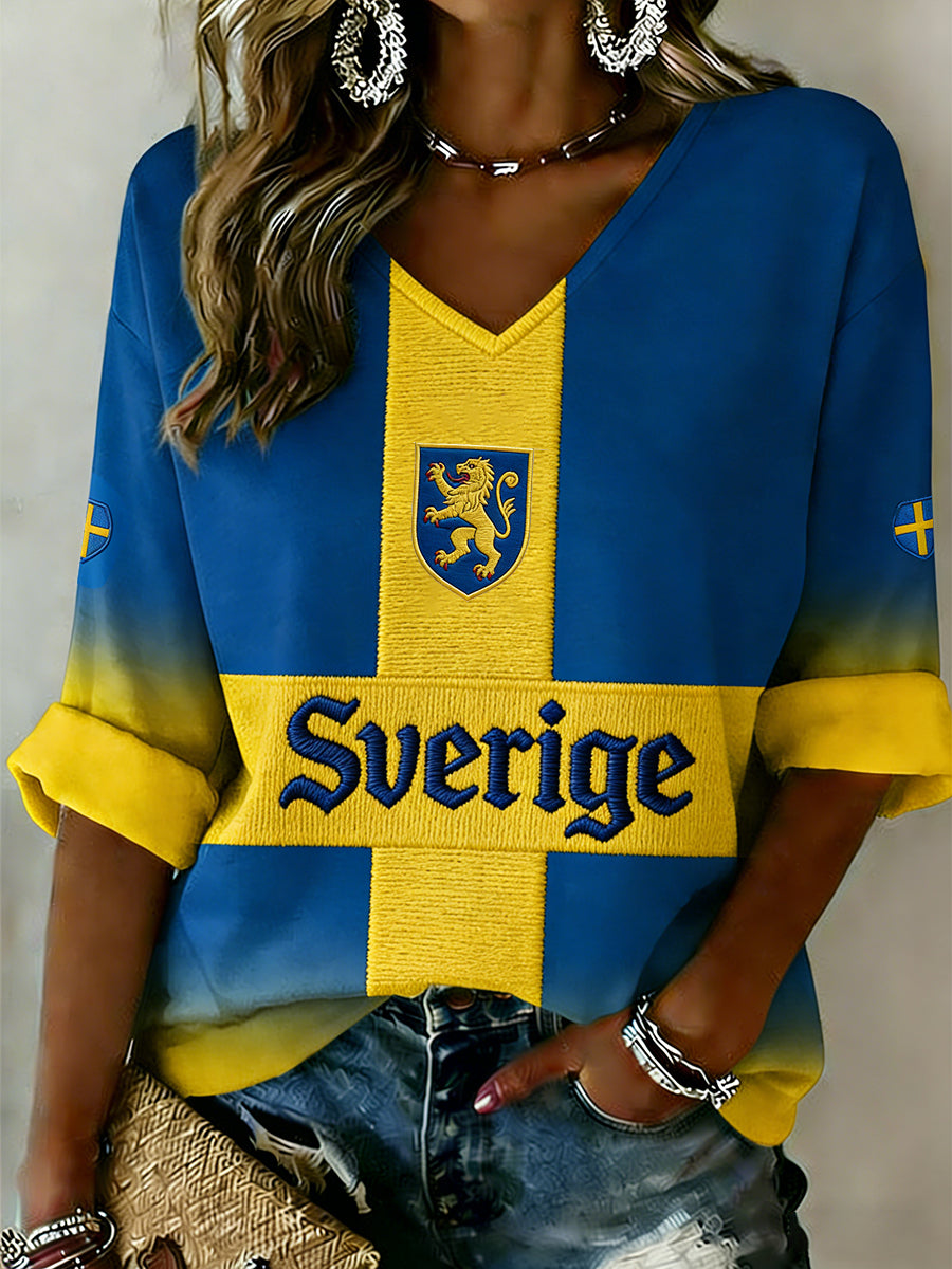 Retro svensk konststil tryckt ledig topp